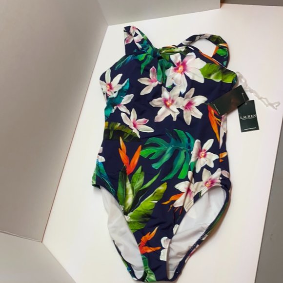 NWT Lauren Ralph Lauren Multicolor One Piece Swimsuit - Picture 3 of 4